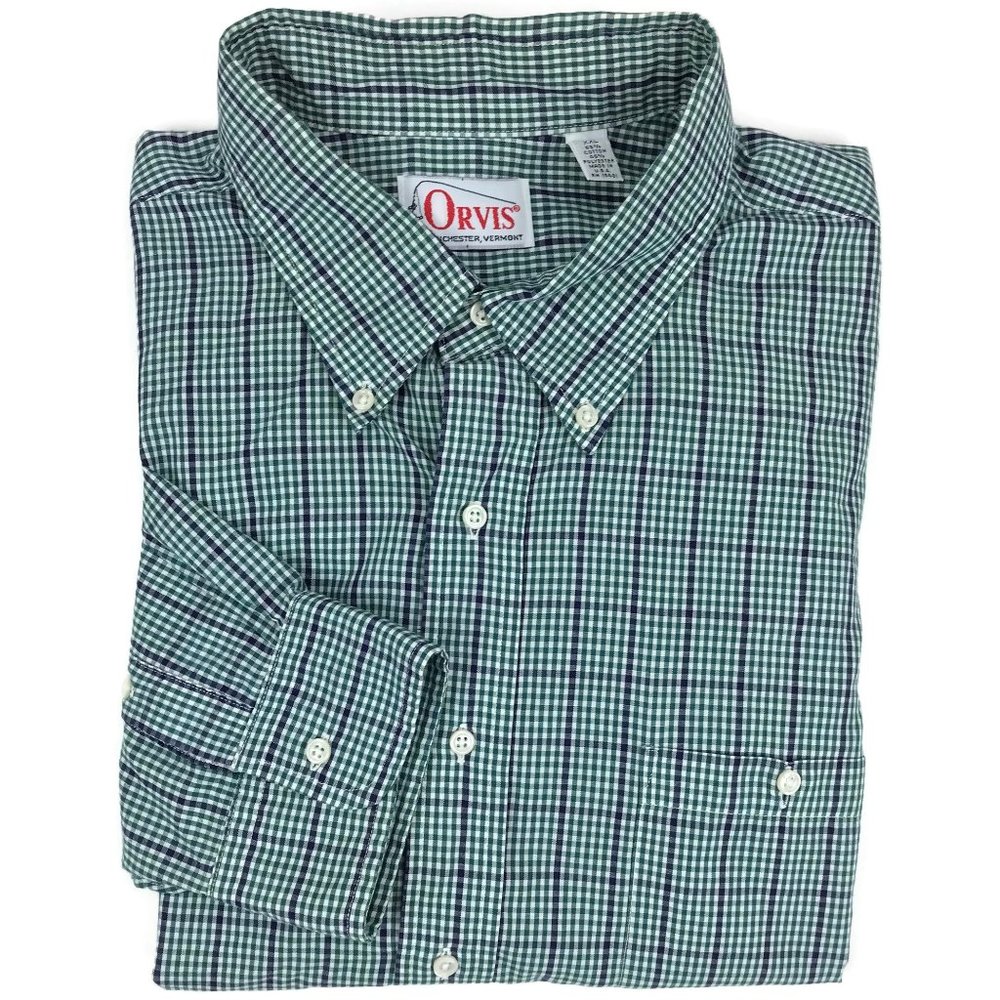 Vintage Orvis Gingham Plaid Shirt Size XXL Sz 2XL